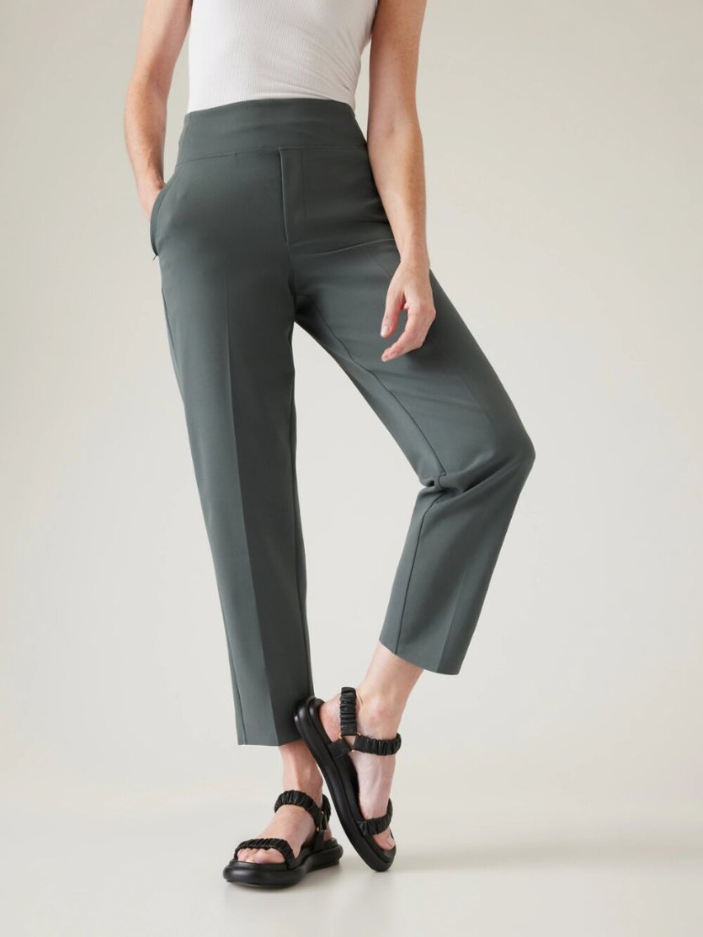 Athleta Endless High Rise Pant – Green – Size 0 – Pull On, Featherweight Stretch